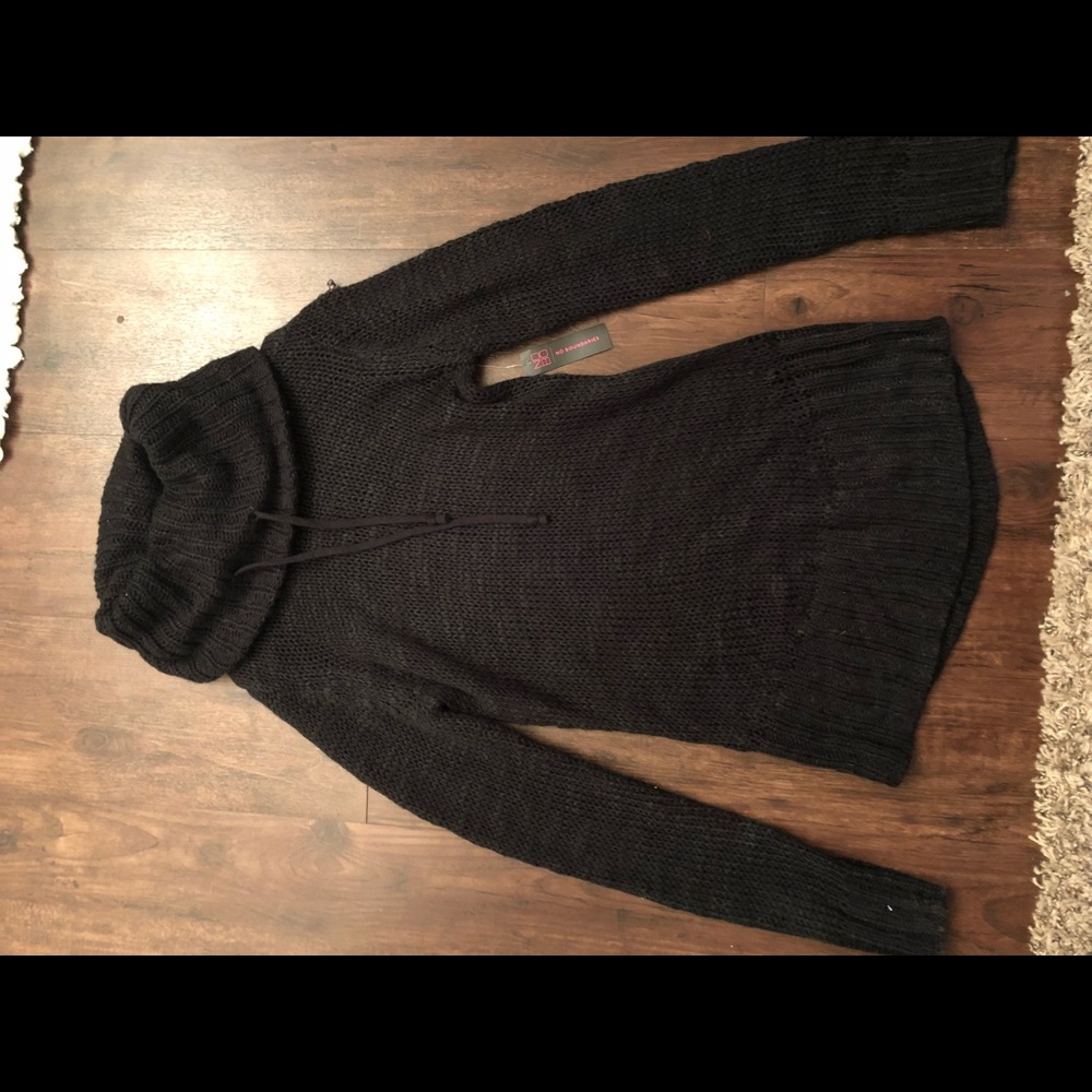 Knitted black cowl sweater
